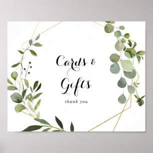 Poster Panneau de cartes et cadeaux tropicaux verts géomé