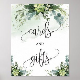 Poster Panneau de cartes et de cadeaux de eucalyptus succ