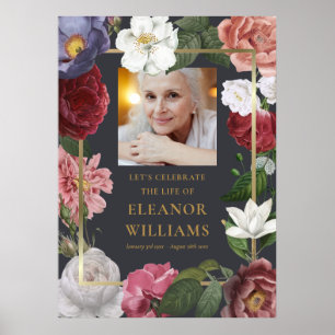 Poster Panneau de célébration de vie photo floral Roses