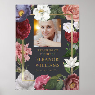 Poster Panneau de célébration de vie photo floral Roses