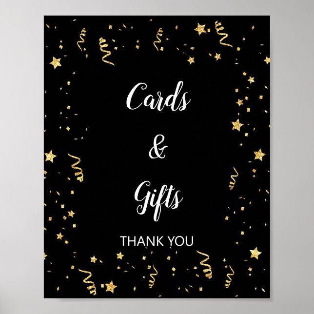 Poster Panneau de célébration en or sur cartes et cadeaux (Devant)