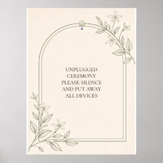 Poster Panneau de cérémonie de mariage botanique d'olive