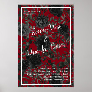 Poster Panneau de cérémonie gothique Rose rouge et noir M