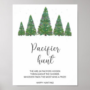 Poster Panneau de chasse à la tétine d'hiver. Jeu Trouver