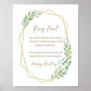 Poster Panneau de chasse à l'anneau pour Baby Shower Gree