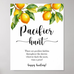 Poster Panneau de chasse au Baby shower de citron