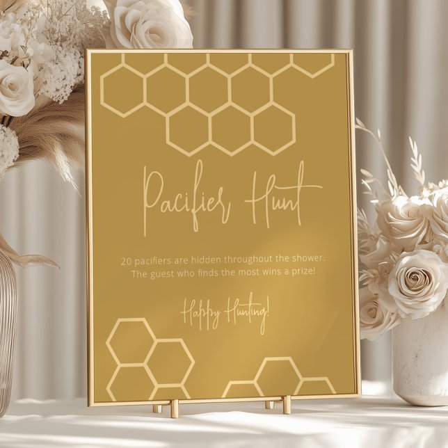 Poster Panneau de chasse Baby shower beige doré miel (Créateur téléchargé)