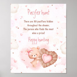 Poster Panneau de chasse Petit Baby shower rose doux