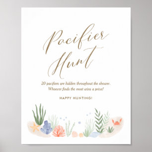 Poster Panneau de chasse sous le Baby shower marin