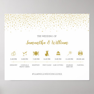 Poster Panneau de chronologie Mariage Elegant Or Moderne