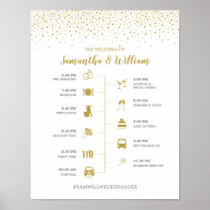Poster Panneau de chronologie Mariage Elegant Or Moderne
