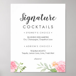 Poster Panneau de cocktails Pivoine de printemps