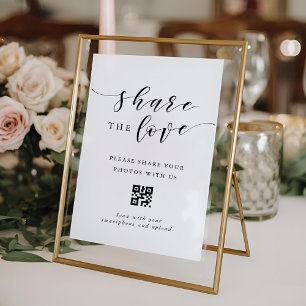 Poster Panneau de code QR pour mariage moderne 'Partagez 