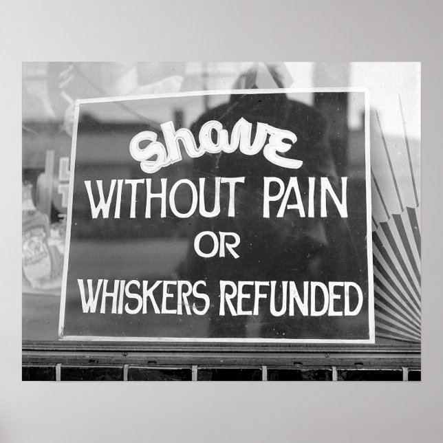 Poster Panneau de commerce de coiffure, 1942. Photo vinta (Devant)