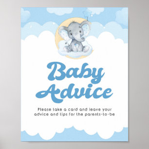 Poster Panneau de conseil Blue Elephant Boy Baby shower P