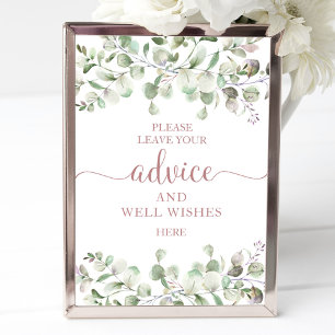 Poster Panneau de conseils et vœux de verdure eucalyptus