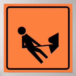 Poster Panneau de construction routière de la zone de tra