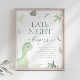 Poster Panneau de Couches de Nuit pour Baby Shower de Din