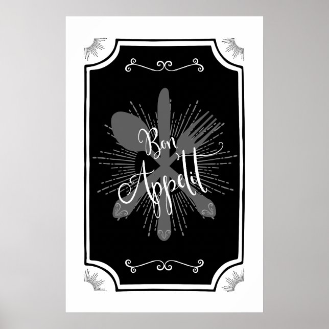 Poster Panneau de cuisine antique - Bon Appetit (Devant)