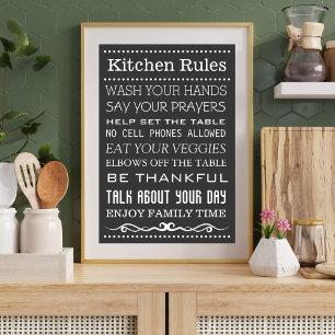 Poster Panneau de cuisine Panneau Règles de la Famille