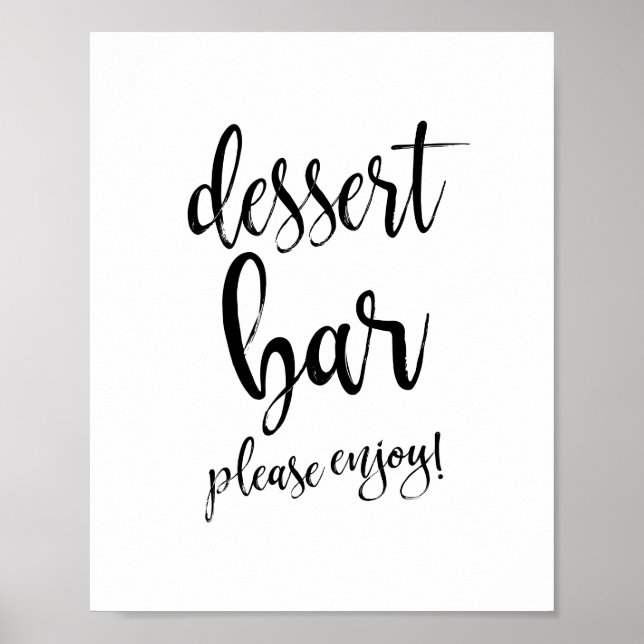 Poster Panneau de dessert Bar noir et blanc 8x10 Mariage (Devant)