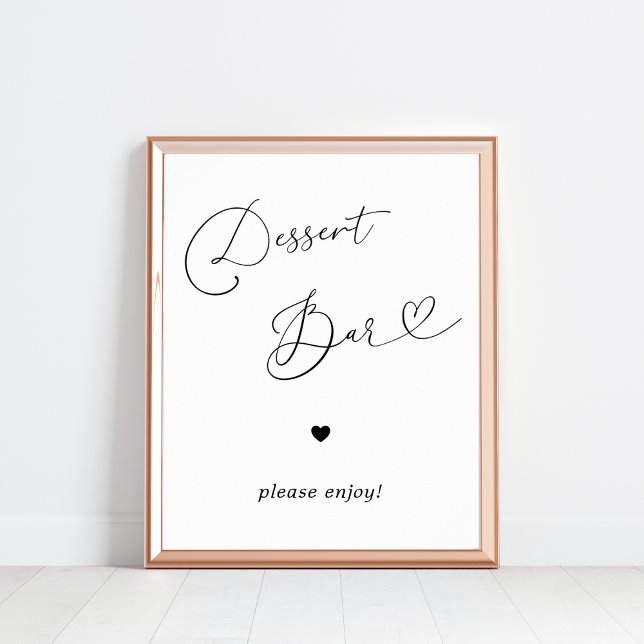 Poster Panneau de dessert Coeur Bar Mariage noir blanc (Créateur téléchargé)