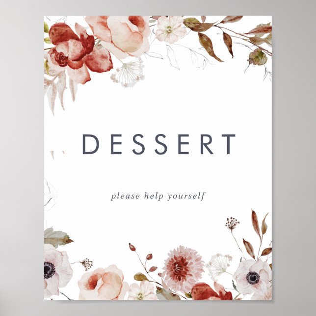 Poster Panneau de dessert floral simple (Devant)