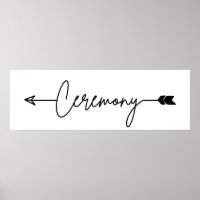 Panneau de direction de la cérémonie à gauche
