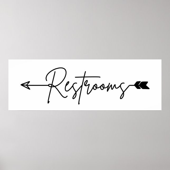 Poster Panneau de direction des salles de toilettes à gau (Devant)