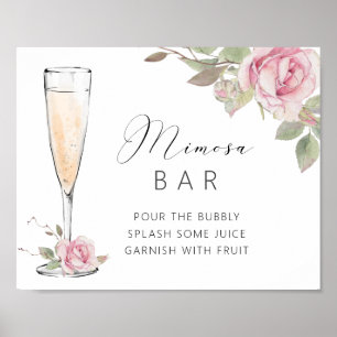 Poster Panneau de douche de bar Mimosa Rose rose