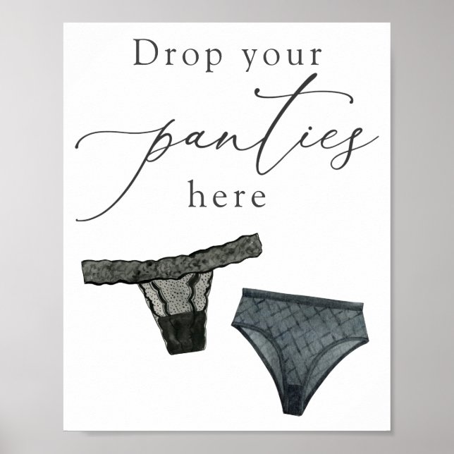 Poster Panneau de douche lingerie 'Black Drop Your Pantie (Devant)