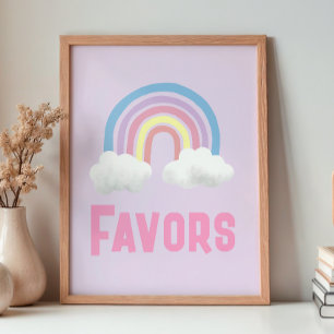 Poster Panneau de faveur d'anniversaire de licorne magiqu