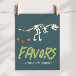 Poster Panneau de Faveur d'Anniversaire Enfants Dinosaure