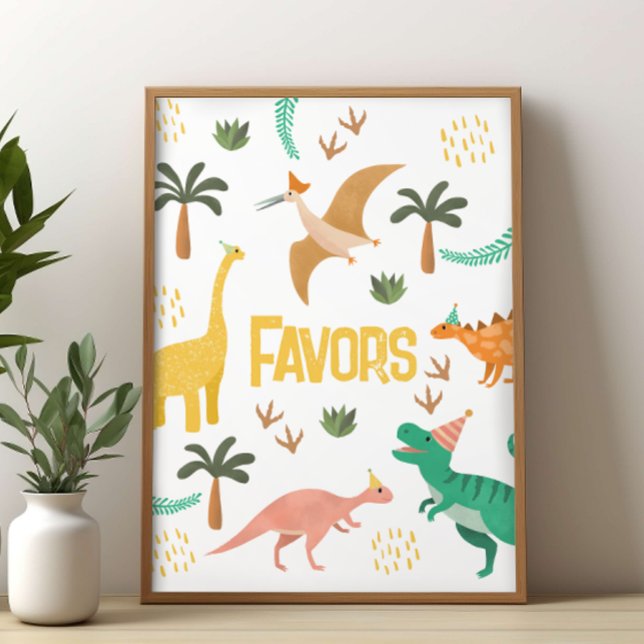 Poster Panneau de faveur de fête de dinosaures jurassique (Créateur téléchargé)