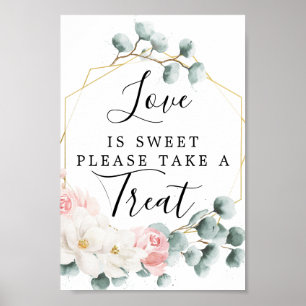 Poster Panneau de faveurs d'amour de verdure florale est 