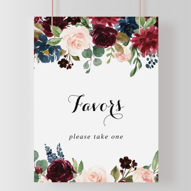 Poster Panneau de faveurs de calligraphie de Bourgogne ru (Créateur téléchargé)