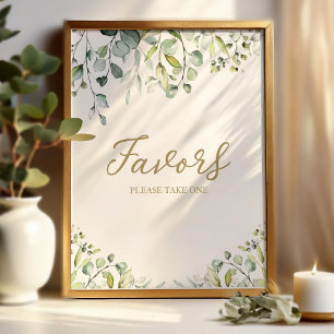Poster Panneau de faveurs de calligraphie d'eucalyptus de