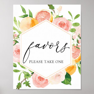 Poster Panneau de faveurs de Citrus Rose