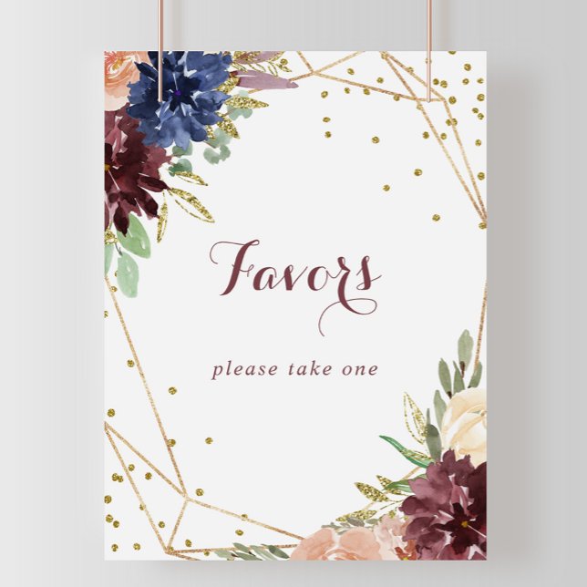 Poster Panneau de Faveurs de Mariage Géométrique Rustique (Créateur téléchargé)