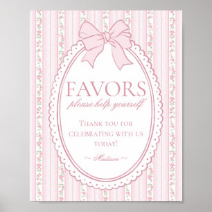 Poster Panneau de faveurs floraux fantaisie vintage rose