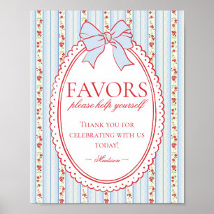 Poster Panneau de faveurs floraux fantaisie vintage rouge