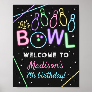 Poster Panneau de fête d'anniversaire de Glow Bowl Welcom