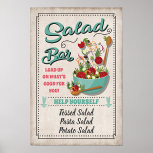 Poster Panneau de fête de bar à salades