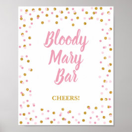 Poster Panneau de fête de bar Bloody Mary rose et confett