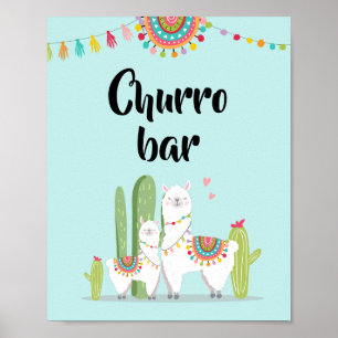 Poster Panneau de fête de churro snack Fiesta Llama Baby