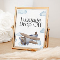 Panneau de fête de dépôt de bagages d'avion bleu v