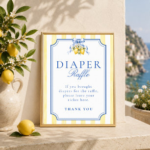 Poster Panneau de fête de diaper raffle pour bébé au citr