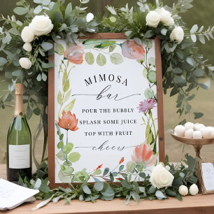 Poster Panneau de Fête de Fiançailles "Bar Mimosa" Jardin