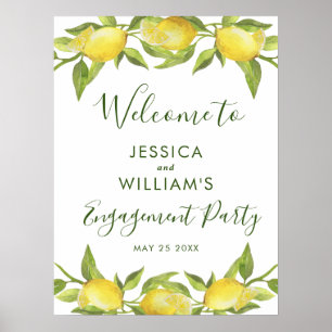 Poster Panneau de fête de fiançailles de verdure de Fleur