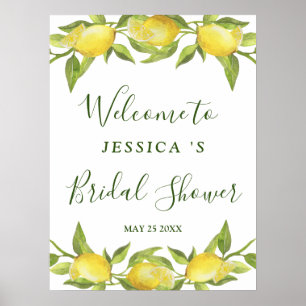 Poster Panneau de Fête de Mariage Fleurs de Citron et Ver